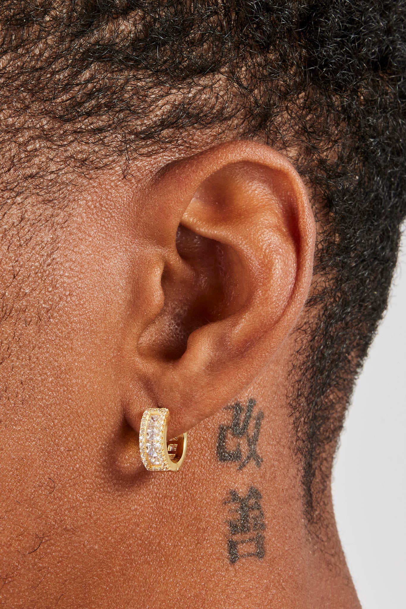 925 Clear CZ Baguette Hoop Earrings - Gold - 10mm